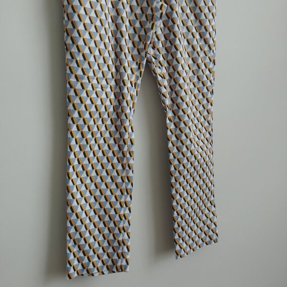 Zilch Amsterdam geometric pattern cotton tapered pants yellow grey white Large - Picture 3 of 15